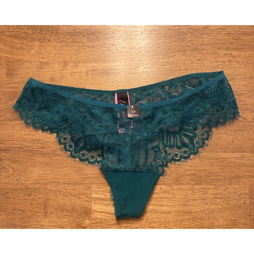 LA SENZA Green Lacey Thong Underwear Size Small NEW